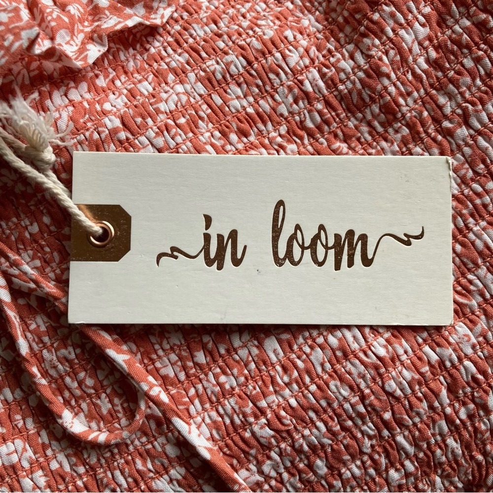 In Loom NWT Smocked Bodice Orange Floral Summer Dress Size S - Picture 5 of 8